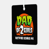 面白いハロウィーン何も怖い2女の子のパパ メタルオーナメント (正面左)