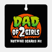 面白いハロウィーン何も怖い2女の子のパパ メタルオーナメント (裏面)