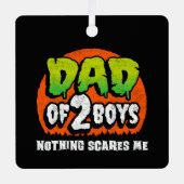 面白いハロウィーン何も怖い2男の子のパパ メタルオーナメント (正面)