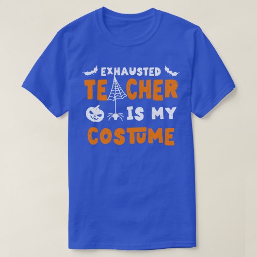 面白いハロウィーン先生衣装の疲れハロウィー Tシャツ (デザイン正面)