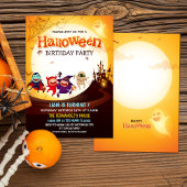 面白いハロウィーン子供の誕生日衣装パーティー 招待状