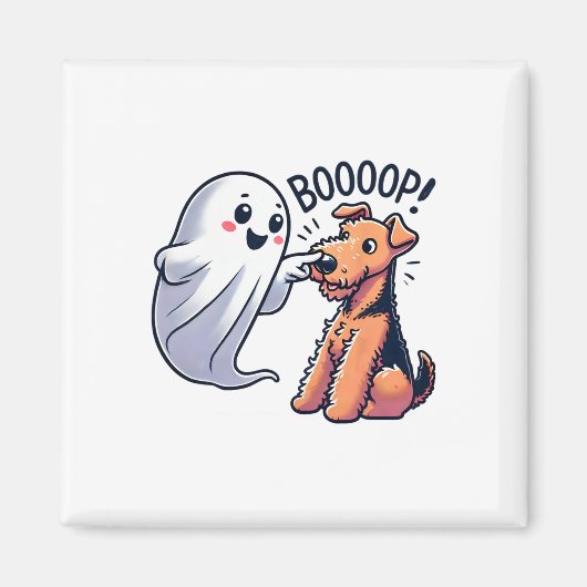 面白いハロウィーン幽霊アイレデールテリアブーズレイジーC マグネット (正面)