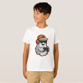 面白いハロウィーン幽霊ゲーマーピクセルビデオTシャツ Tシャツ (正面フル)