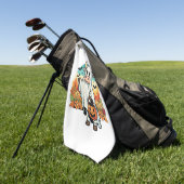 面白いハロウィーン幽霊牛 ゴルフタオル (グリーン)