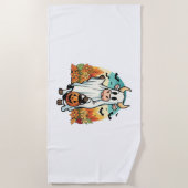 面白いハロウィーン幽霊牛 ビーチタオル (正面)