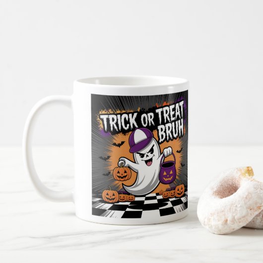 面白いハロウィーン幽霊&カボチャ コーヒーマグカップ (ドーナツ)