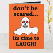 面白いハロウィーン幽霊 カード (黄色い花)