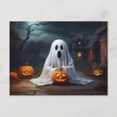 面白いハロウィーン幽霊 ポストカード (正面)