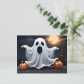 面白いハロウィーン幽霊 ポストカード (スタンド正面)