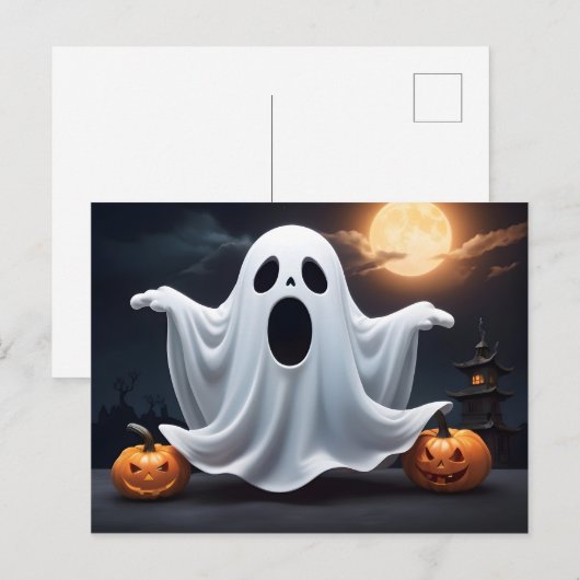 面白いハロウィーン幽霊 ポストカード (正面/裏面)