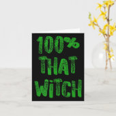 面白いハロウィーン引用文100ザウィッチグリーン文字ディ カード (黄色い花)