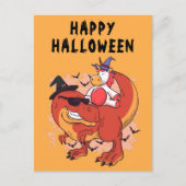 面白いハロウィーン恐竜かわいいユニコーン ポストカード (正面)