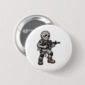 面白いハロウィーン戦術的ミイラ軍兵退役軍人Co 缶バッジ (正面&裏面)