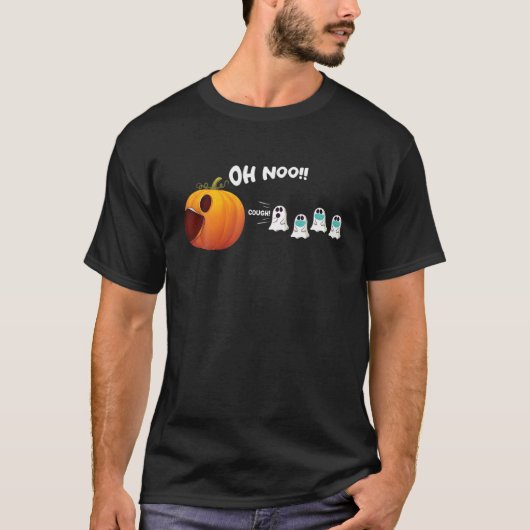 面白いハロウィーン検疫パンプキ食べ物ン幽霊 Tシャツ (正面)