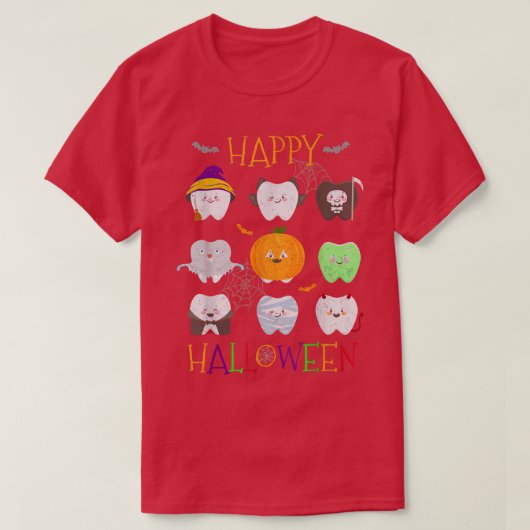 面白いハロウィーン歯のコスチューム歯科医アシスタント Tシャツ (デザイン正面)