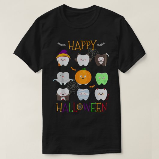 面白いハロウィーン歯の歯医者アシスタント歯のコスト Tシャツ (デザイン正面)