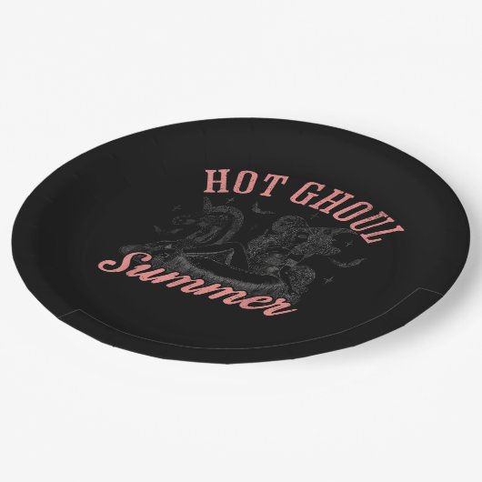 面白いハロウィーン熱いグール夏の夏の夏の間 ペーパープレート (アングル)