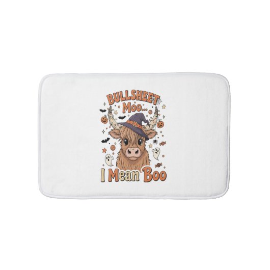 面白いハロウィーン牛のブルシート私は意味 バスマット (正面)