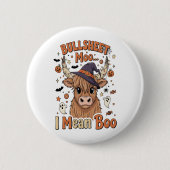 面白いハロウィーン牛のブルシート私は意味 缶バッジ (正面)