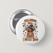 面白いハロウィーン牛のブルシート私は意味 缶バッジ (正面&裏面)