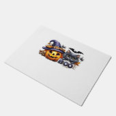 面白いハロウィーン猫ステッカー – ウィッチハット、カボチャa ドアマット (アングル)