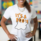 面白いハロウィーン男の子の幽霊赤ちゃんシャワー白 Tシャツ