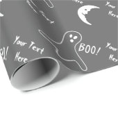 面白いハロウィーン白幽霊とハーフムーンブラック ラッピングペーパー (ロールコーナー)