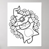 面白いハロウィーン砂糖滑空機着色ページ ポスター (正面)