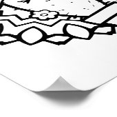 面白いハロウィーン笑顔サボテン色ページ ポスター (角)