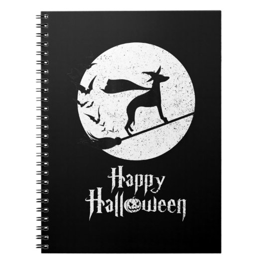 面白いハロウィーン衣装ウィッチホイペット犬の恋人ギ ノートブック (正面)