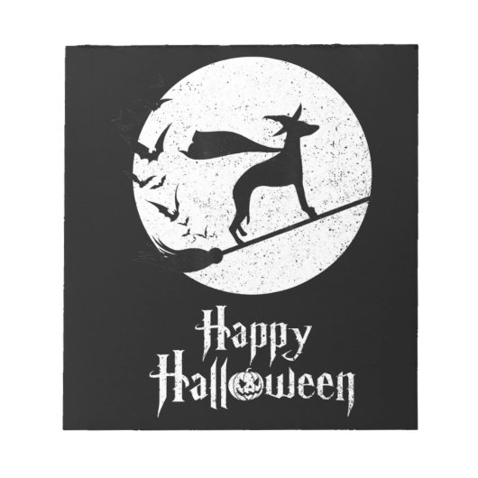 面白いハロウィーン衣装ウィッチホイペット犬の恋人 ノートパッド (正面)