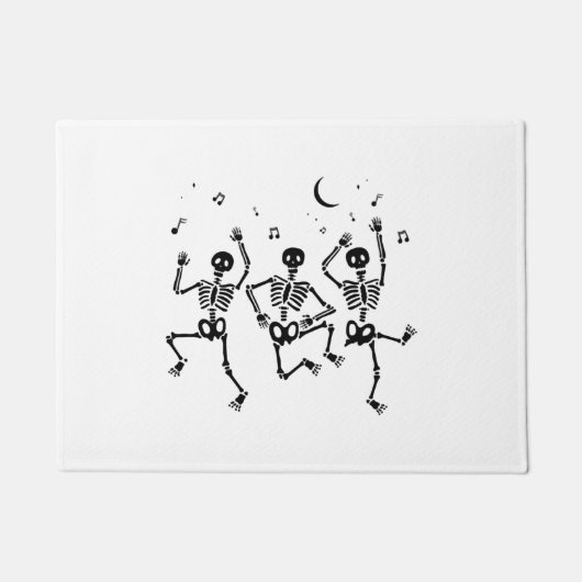 面白いハロウィーン踊りスケルトンハッピーハローウィン ドアマット (正面)