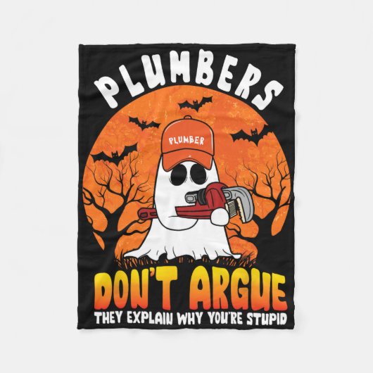 面白いハロウィーン配管工は配管工を主張しおもしろいない フリースブランケット (正面)