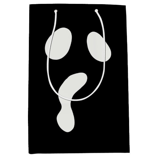 面白いハロウィーン顔幽霊怖いブーパーティー ミディアムペーパーバッグ (正面)