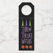 面白いハロウィーン飲み物の魔女パープルグリーン ボトルネックタグ (裏面)