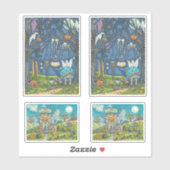 面白いハロウィーン魔女と黒猫のシール シール (シート)