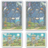 面白いハロウィーン魔女と黒猫のシール シール (正面)