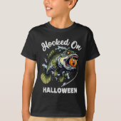 面白いハロウィーン魚釣りボーイズメンズゾンビBフィッシュプ Tシャツ (正面)
