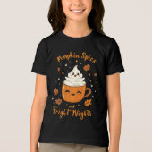 面白いハロウィーン"パンプキンスパイスと恐ろしい夜" トライブレンドＴシャツ (正面)