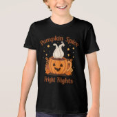 面白いハロウィーン"パンプキンスパイスと恐ろしい夜" トライブレンドＴシャツ (正面)