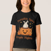 面白いハロウィーン"パンプキンスパイスと恐ろしい夜" トライブレンドＴシャツ (正面)