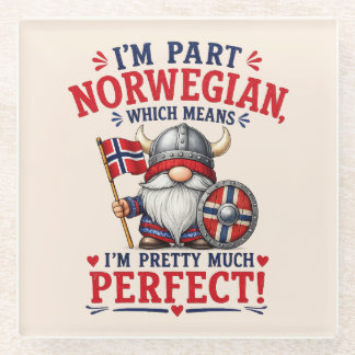 面白いバイキング/ノルウェー人のノーム "I'm Part Norwegian" ガラスコースター