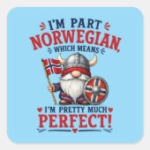 面白いバイキング/ノルウェー人のノーム "I'm Part Norwegian" スクエアシール (正面)