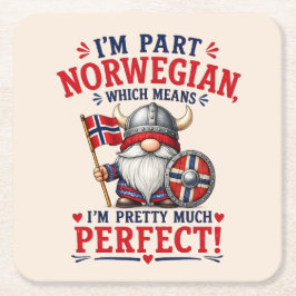 面白いバイキング/ノルウェー人のノーム "I'm Part Norwegian" スクエアペーパーコースター