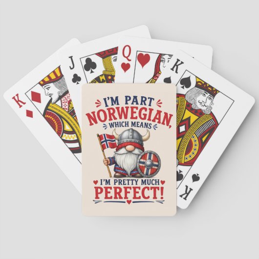 面白いバイキング/ノルウェー人のノーム "I'm Part Norwegian" トランプ (裏面)
