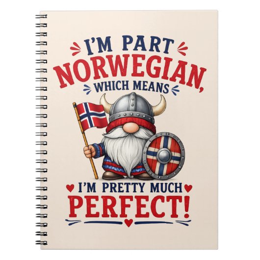 面白いバイキング/ノルウェー人のノーム "I'm Part Norwegian" ノートブック (正面)