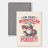 面白いバイキング/ノルウェー人のノーム "I'm Part Norwegian" マグネット (正面/裏面)
