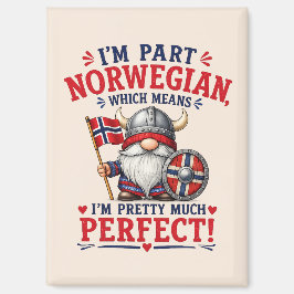 面白いバイキング/ノルウェー人のノーム "I'm Part Norwegian" マグネット