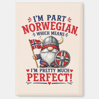面白いバイキング/ノルウェー人のノーム "I'm Part Norwegian" マグネット