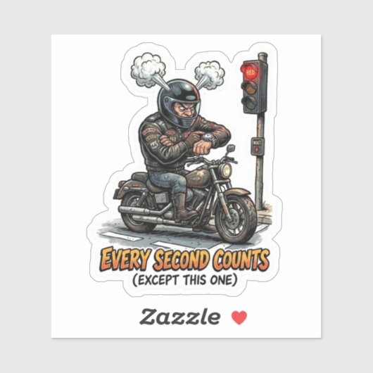面白いバイクステッカー - 赤信号では毎秒が大切 シール (シート)